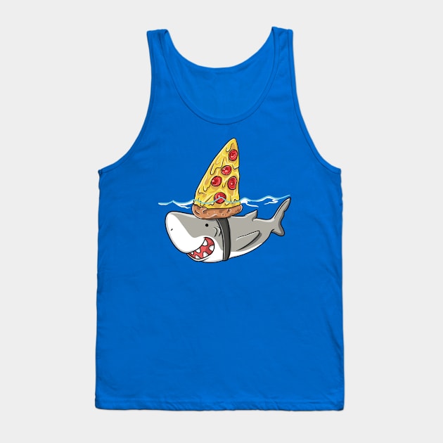 Cute Funny Pizza Shark Men Women Boys Girls Kids Gift Tank Top by Freid